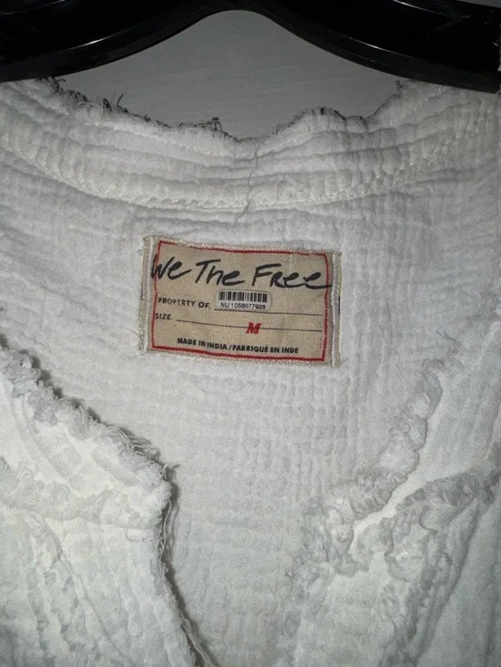 We The Free Cream Gauze Button-Up Puff Sleeve Tunic - Picture 2 of 10